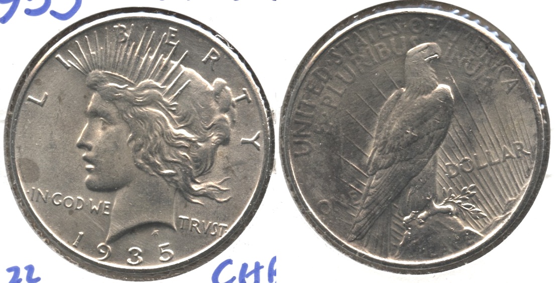 1935 Peace Silver Dollar MS-60 #f Cleaned