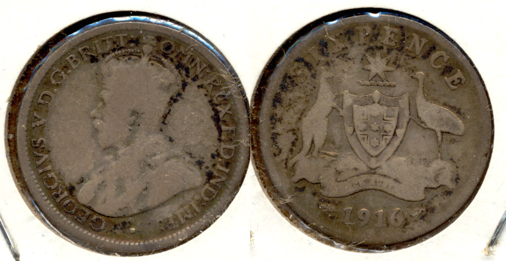 1916-M Australia 6 Pence Good-4