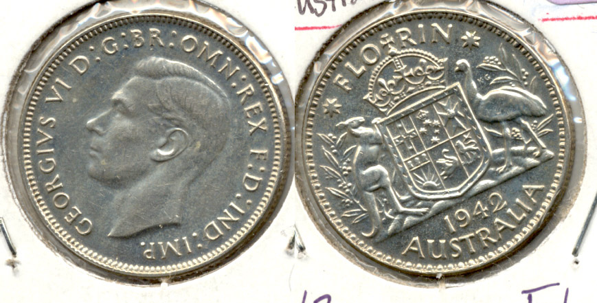 1942 Australia Florin AU-50