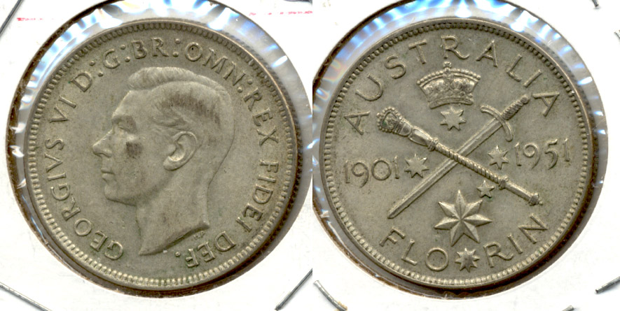 1951 Australia Florin EF-40 b