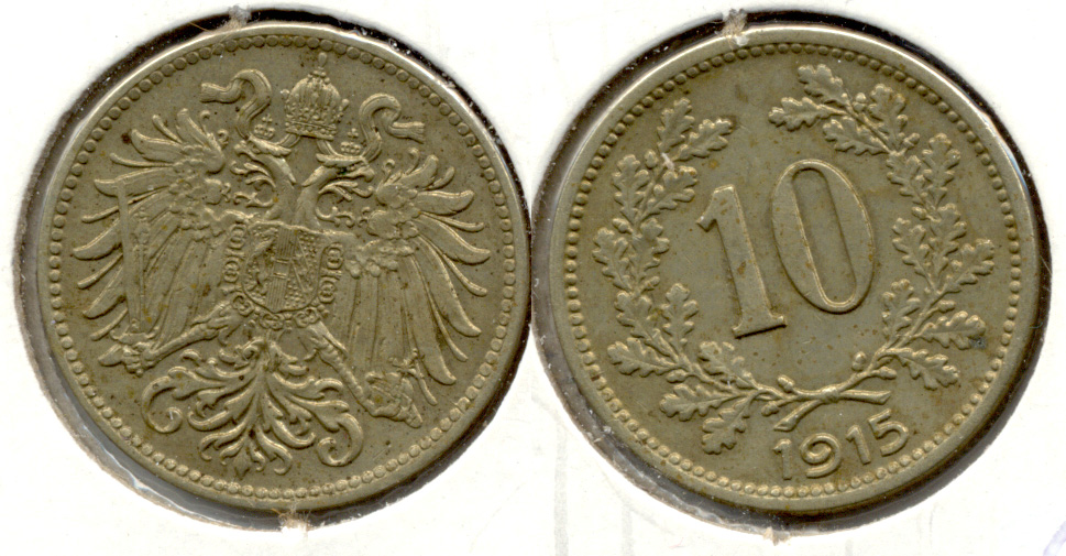 1915 Austria 10 Heller EF-40