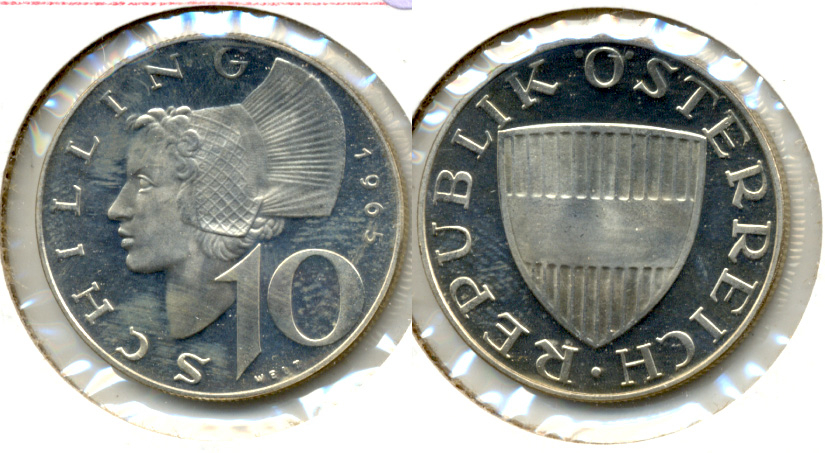 1965 Austria 10 Schillings Prooflike