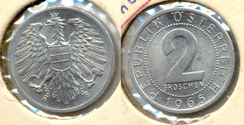 1965 Austria 2 Groschen EF-40