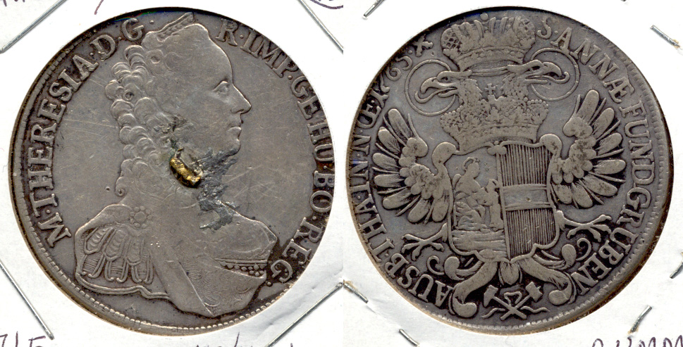 1765 Austria Thaler VF-20