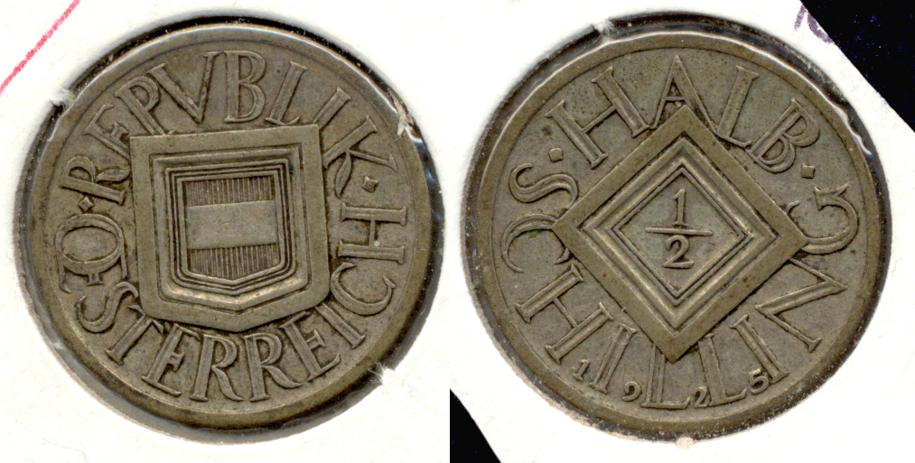 1925 Austria Half Schilling EF-40