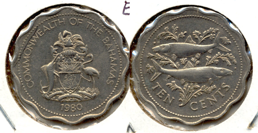 1980 Bahamas 10 Cents EF-40