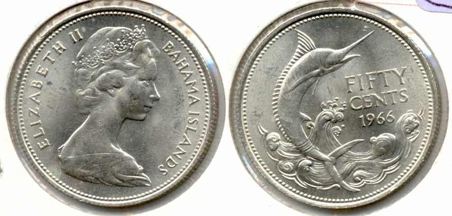 1966 Bahamas 50 Cents Mint State