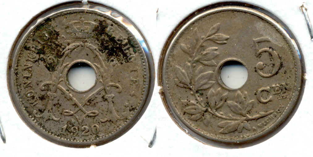 1920 Belgium 5 Centimes VF-20