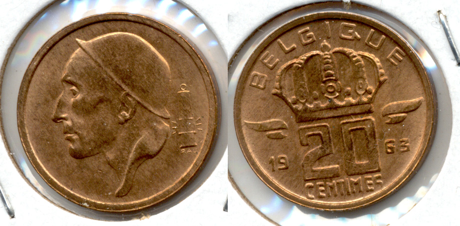 1963 Belgium 20 Centimes MS