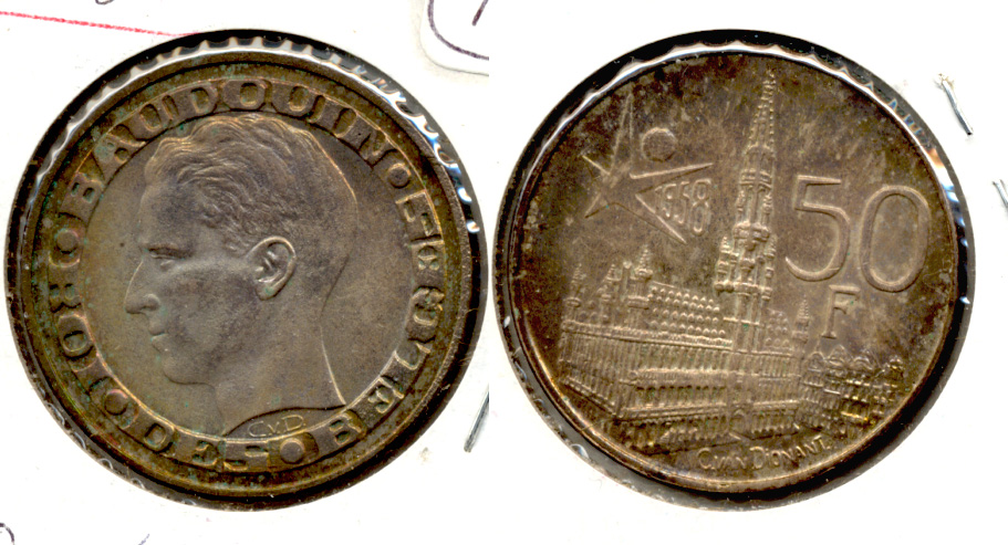 1958 Belgium 50 Francs EF-40