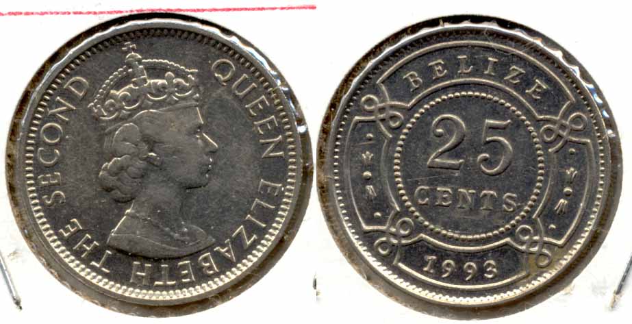 1993 Belize 25 Cents AU-50