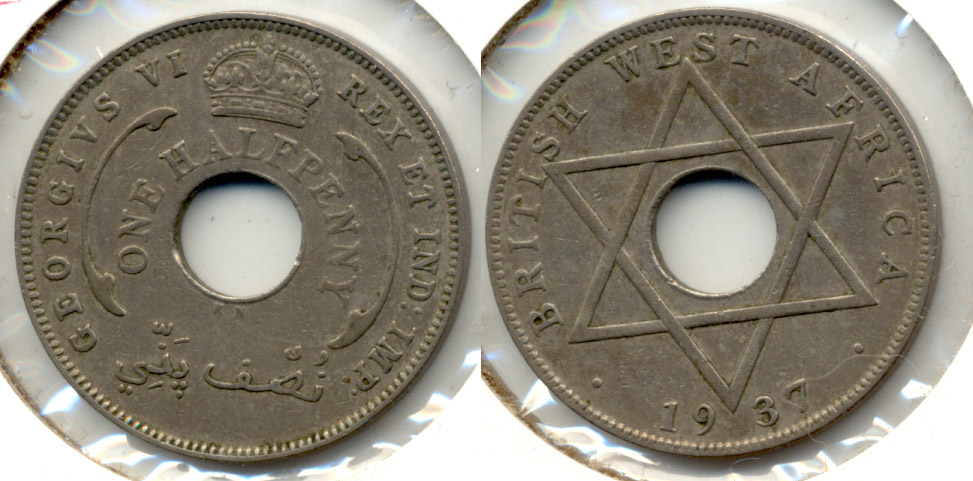 1937 British West Africa Half Penny VF-20