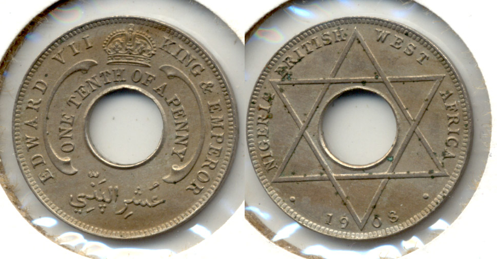 1908 British West Africa Tenth Penny EF-40