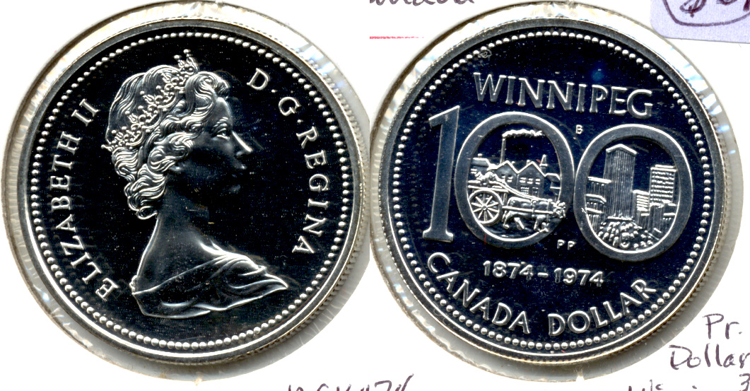 1974 Winnipeg Canada 1 Dollar Proof