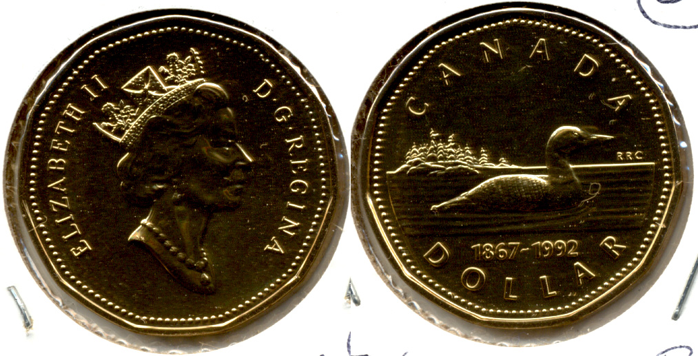 1992 Loon Commemorative Canada 1 Dollar Prooflike