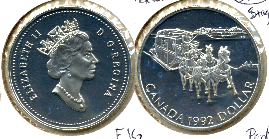 1992 Stagecoach Canada 1 Dollar Proof