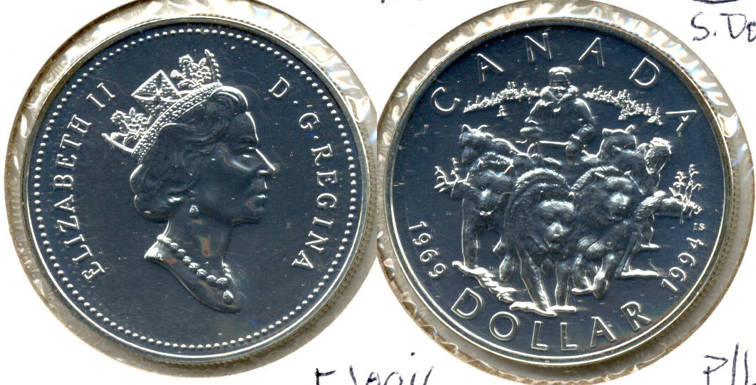 1994 Sled Dogs Canada 1 Dollar Prooflike