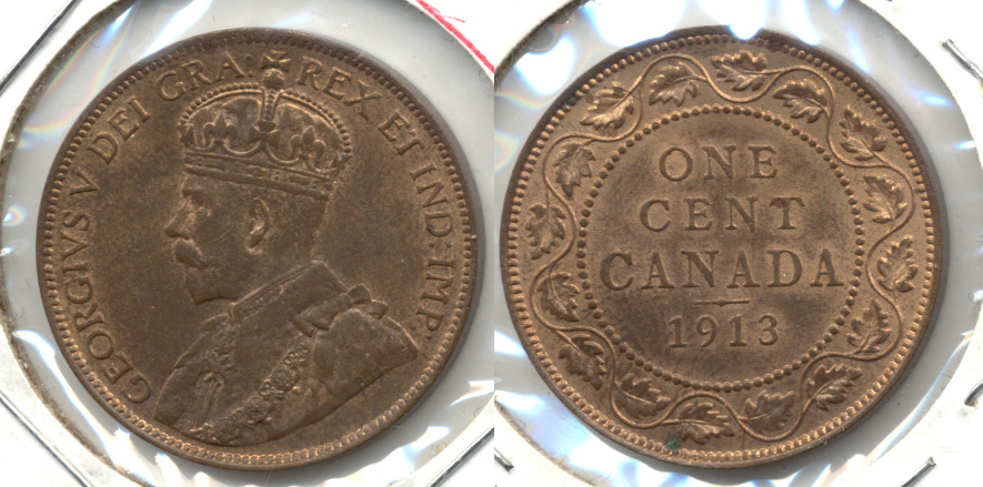 1913 Canada 1 Cent AU-55
