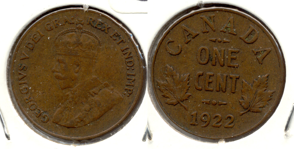 1922 Canada 1 Cent VF-20