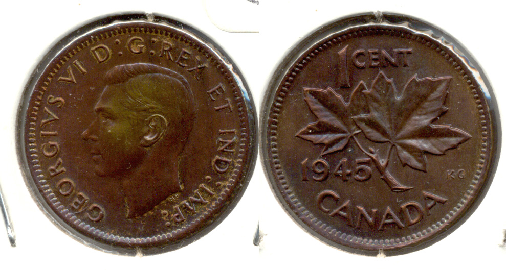 1945 Canada 1 Cent AU-50