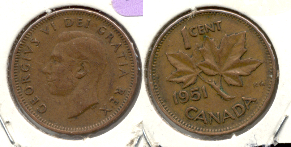 1951 Canada 1 Cent VG-8