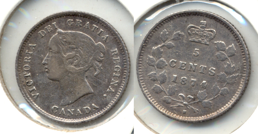 1874-H Canada 5 Cents VF-20