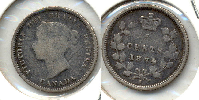 1874-H Canada 5 Cents VG-8