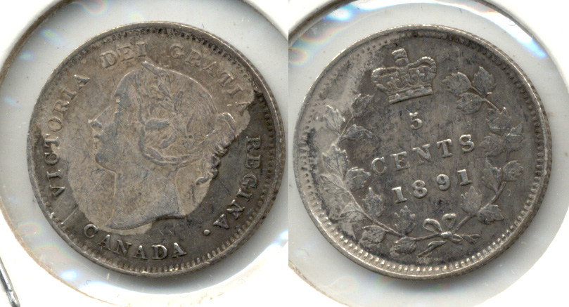 1891 Canada 5 Cents VF-20