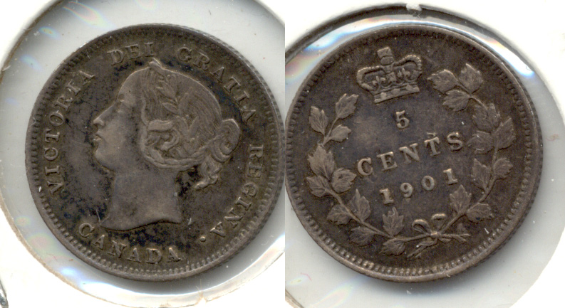 1901 Canada 5 Cents VF-20 a