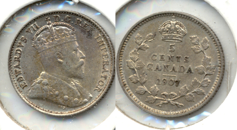 1907 Canada 5 Cents AU-50
