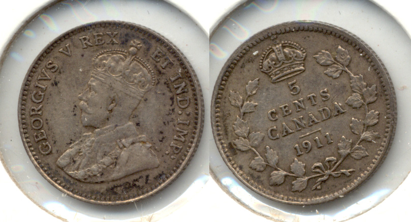 1911 Canada 5 Cents VF-20