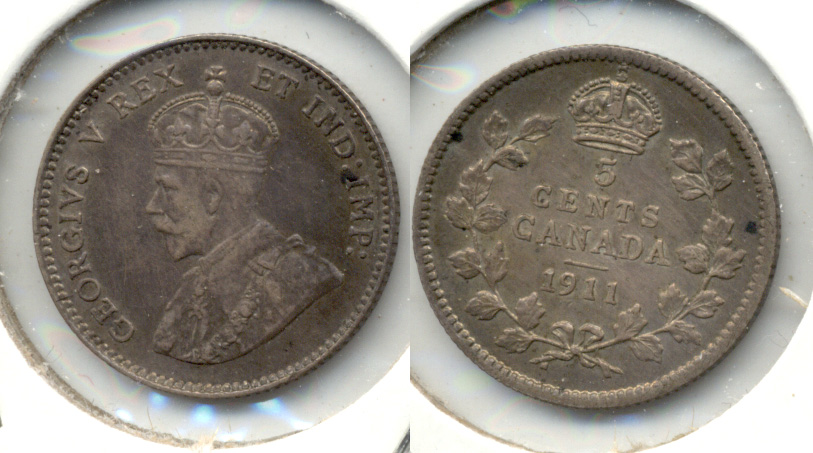 1911 Canada 5 Cents VF-30