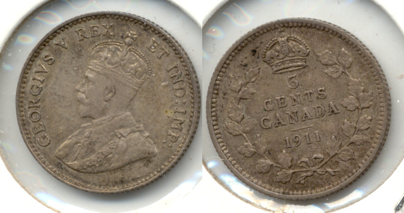 1911 Canada 5 Cents VF-30 a