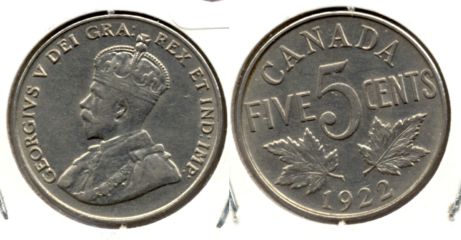 1922 Canada Nickel VF-30