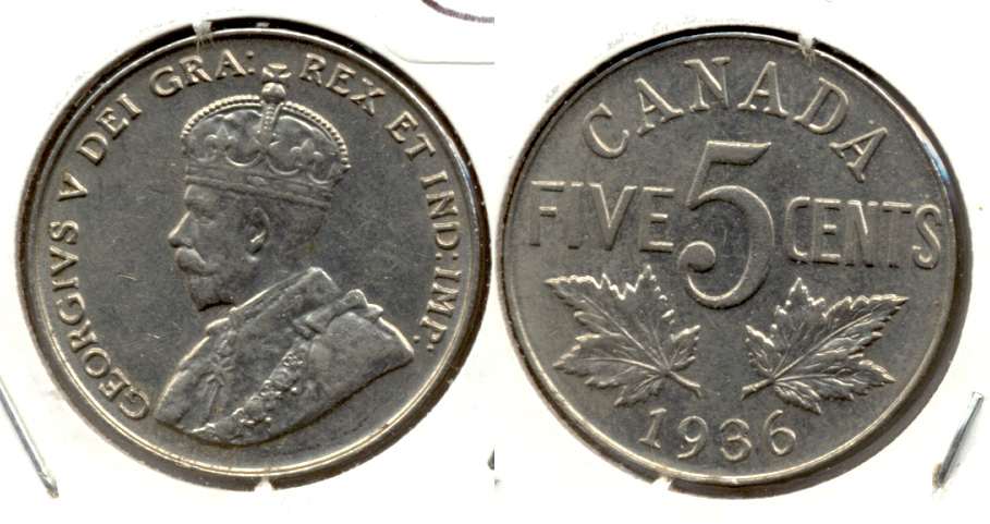 1936 Canada Nickel AU-50
