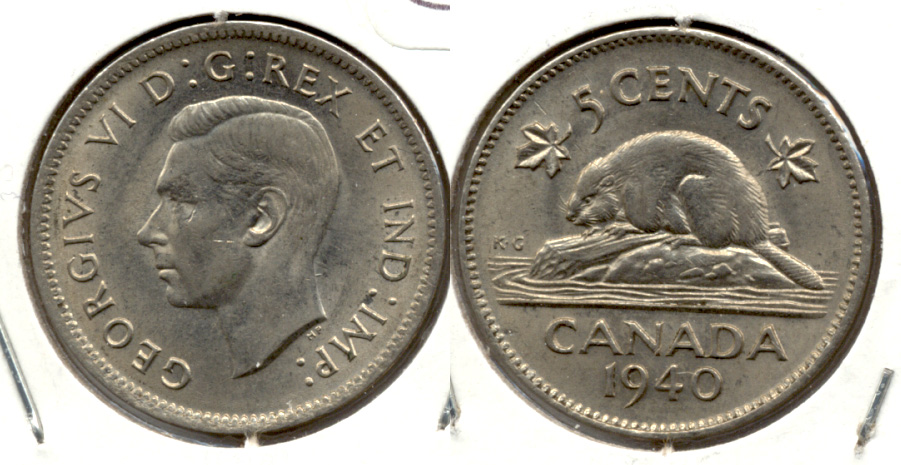 1940 Canada Nickel AU-50