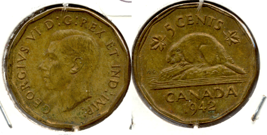 1942 Tombac Canada Nickel AU-50