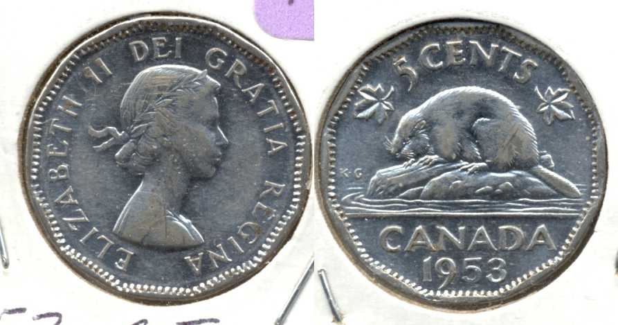 1953 Shoulder Fold Canada Nickel EF-40