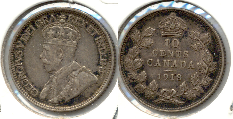 1918 Canada Dime VF-30