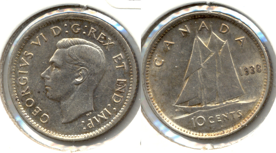 1938 Canada Dime AU-50
