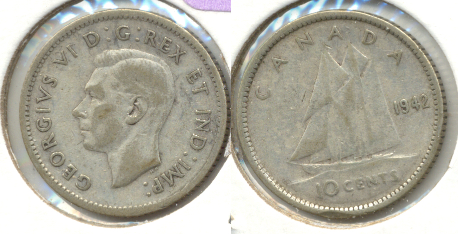 1942 Canada Dime VG-8