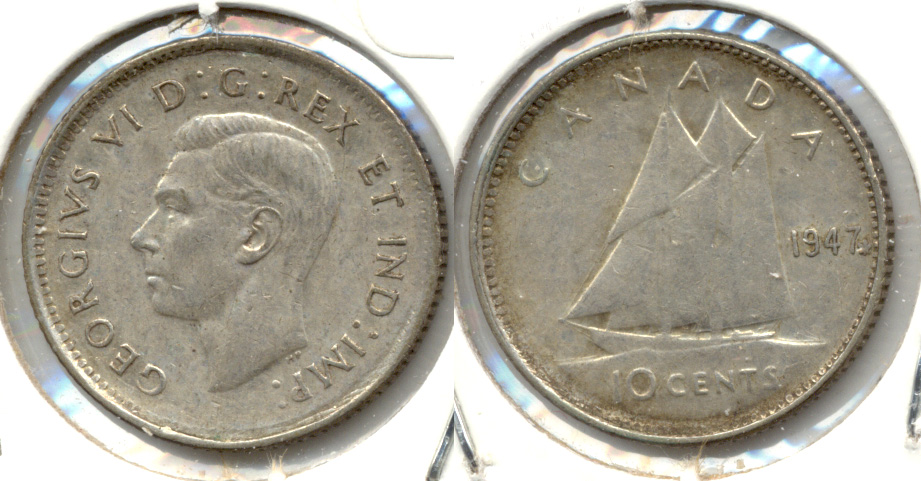 1947 Maple Leaf Canada Dime EF-40