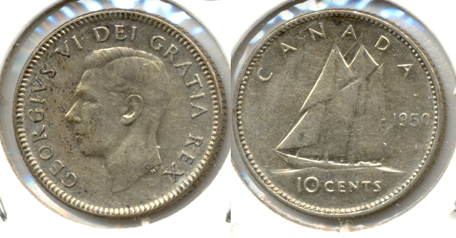 1950 Canada Dime AU-50