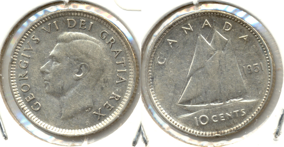 1951 Canada Dime AU-50