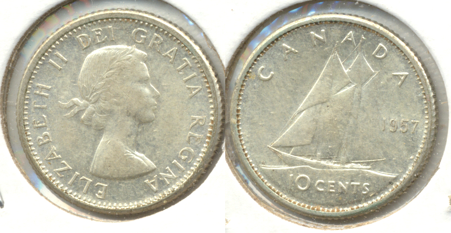 1957 Canada Dime EF-40