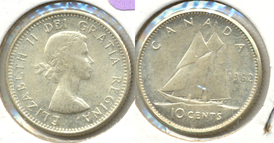 1962 Canada Dime AU-50
