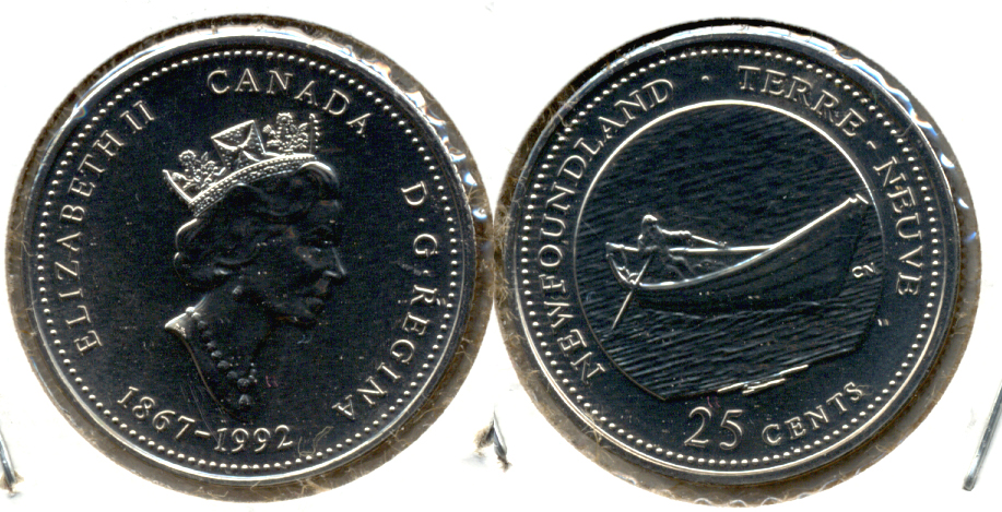 1992 Newfoundland Canada Quarter Prooflike
