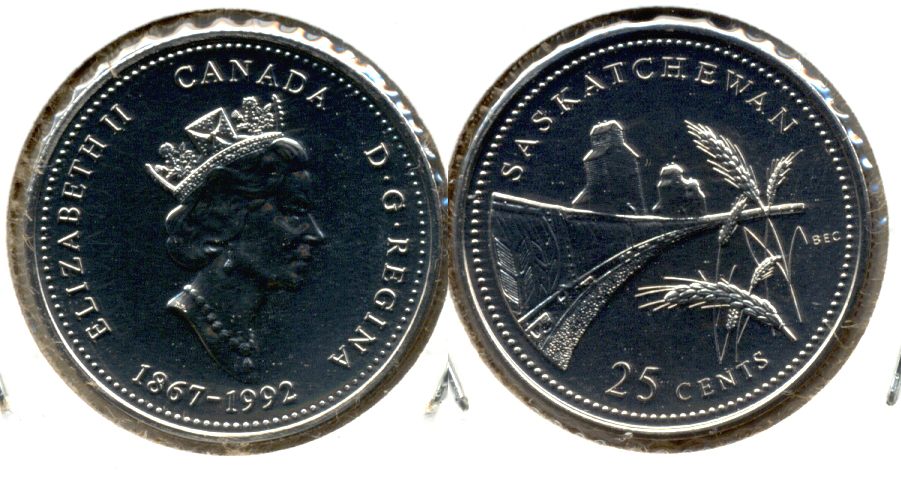 1992 Saskatchewan Canada Quarter Prooflike