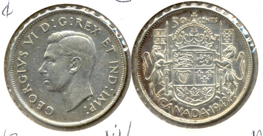 1943 Canada 50 Cents AU-50