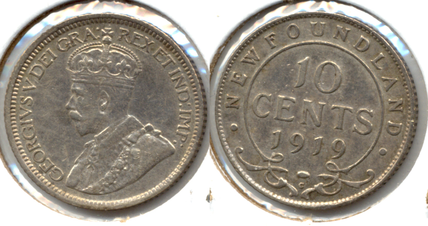 1919-C Newfoundland Canada 10 Cents VF-30